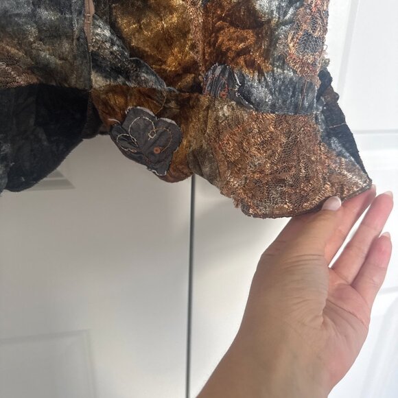 Y2K Velvet Corset Top-Lace Patchwork Bustier-Fairy Grunge/Whimsigoth - Picture 7 of 12